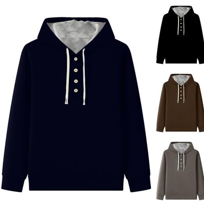 Men's  Button  Loose  Leisure  Long  Sleeves  Hooded  Hood  Hoodie
