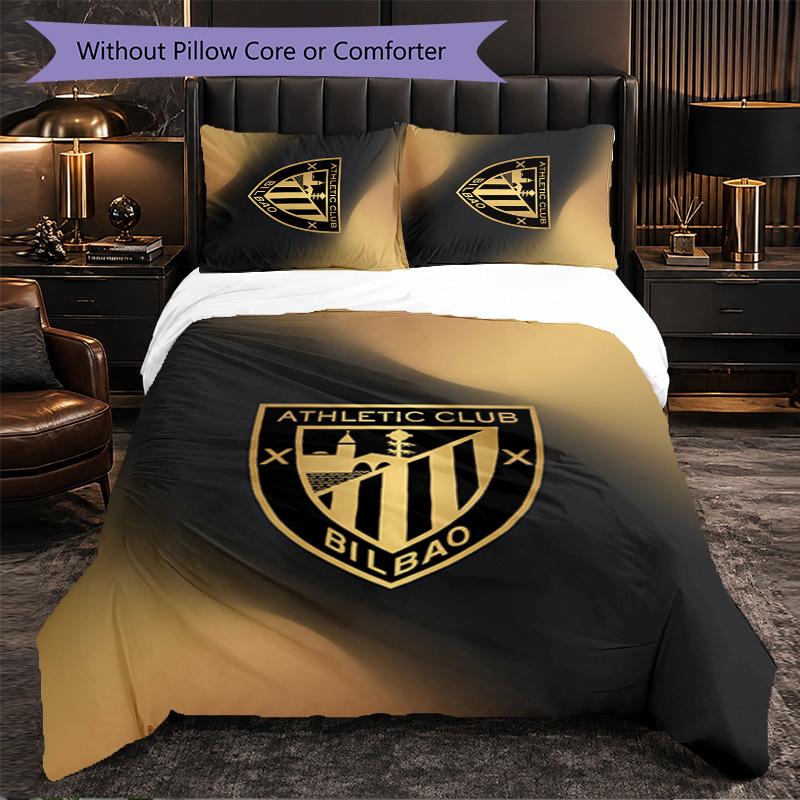Set Biancheria da Letto 3 Pezzi Calcio Athletic Bilbao Morbido Copripiumino con Federe Set Decorazione Camera da Letto per la Casa