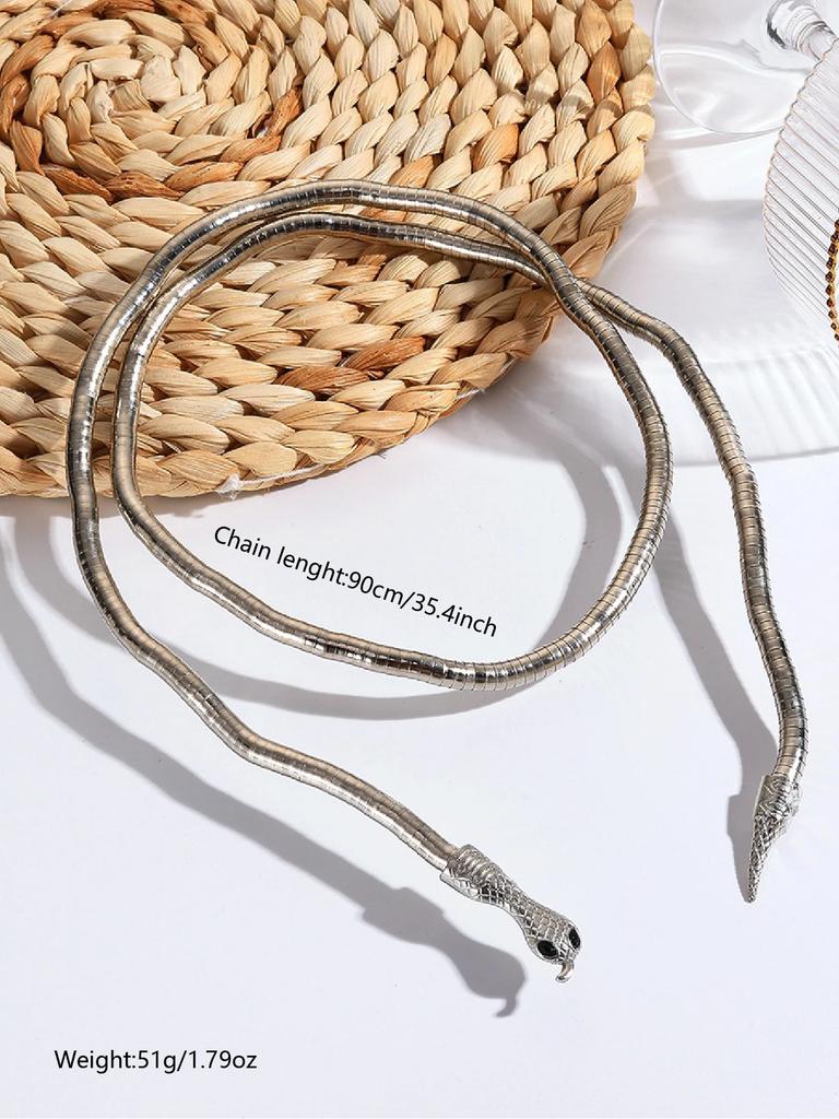 Punk Multilayer Metal Alloy Gold Black Color Cool Bendy Snake Necklace Bracelet for Women Men Chunky Jewelry