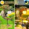 Solar Garden Lights Moon Fairy Crackle Glass Stake Lights Waterproof Warm White LED Metal Decorative Lights Outdoor Pathway