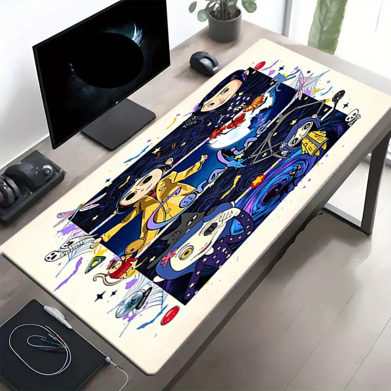 Coraline Print Mouse Pad, Anti‑Slip Desktop keyboard Mat, for PC Laptop Gaming Working Daily Use, Cool Festival Surprise Gift