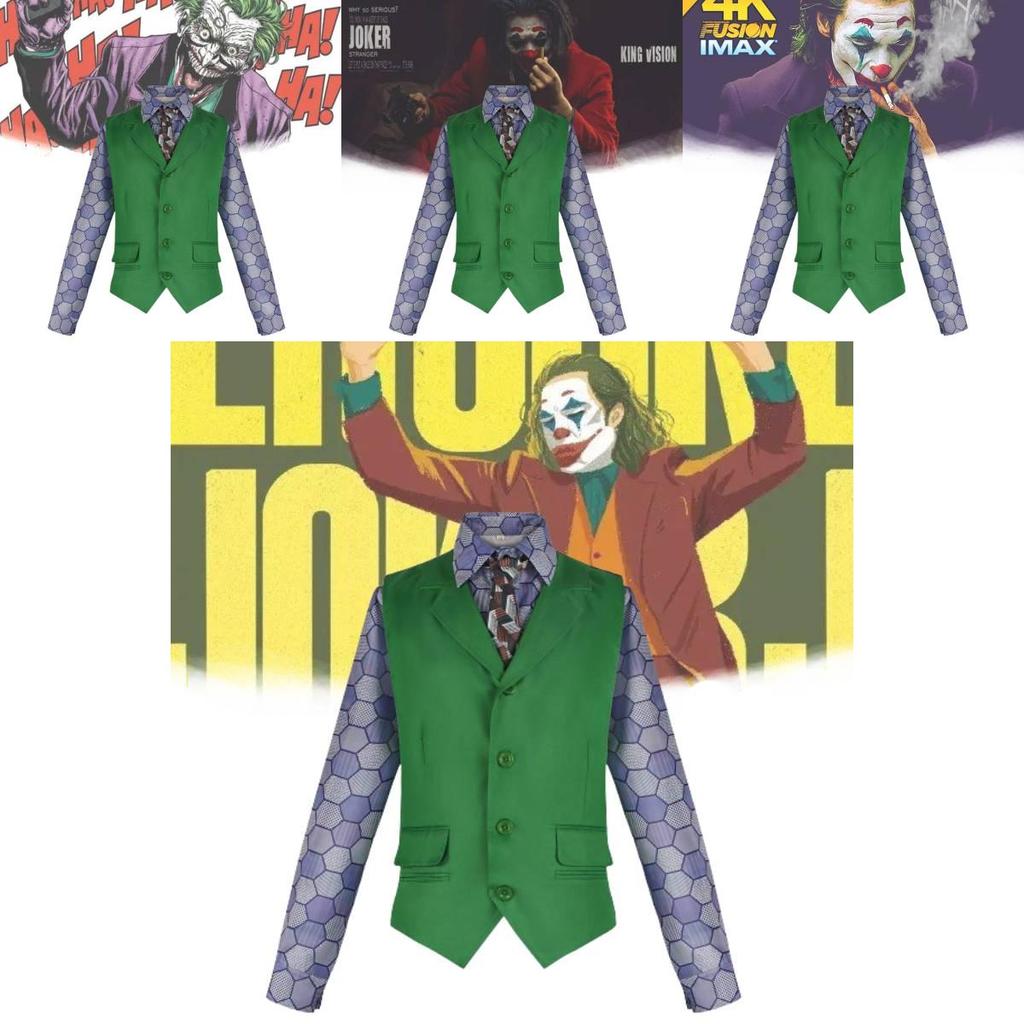 Kostým Temného rytíře Jokera Klauna se sadou košile, vesty a kravaty pro Halloweenské Cosplay