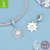 Opal Sun Moon Diy Bracelet Necklace Pendant, Mysterious Vintage Sun S925 Silver Beaded Accessories
