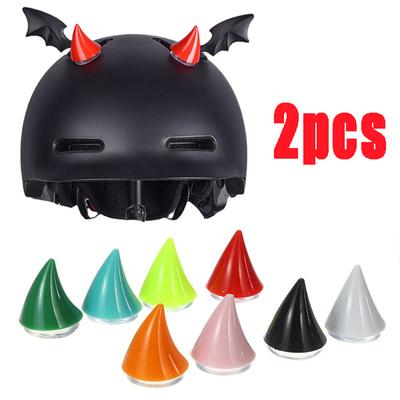 2Pcs Motorcycle Helmet Corner Plastic Silicone Suction Cup Soft Horn Decoration Headwear Rubber Helmet Devil Horn Sticker Short