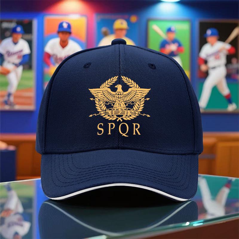 1 Pieza Gorra de Béisbol Ligera Nueva para Verano y Otoño para Hombres y Mujeres, Transpirable Negra con Estampado SPQR Romano, Gorra de Fiesta