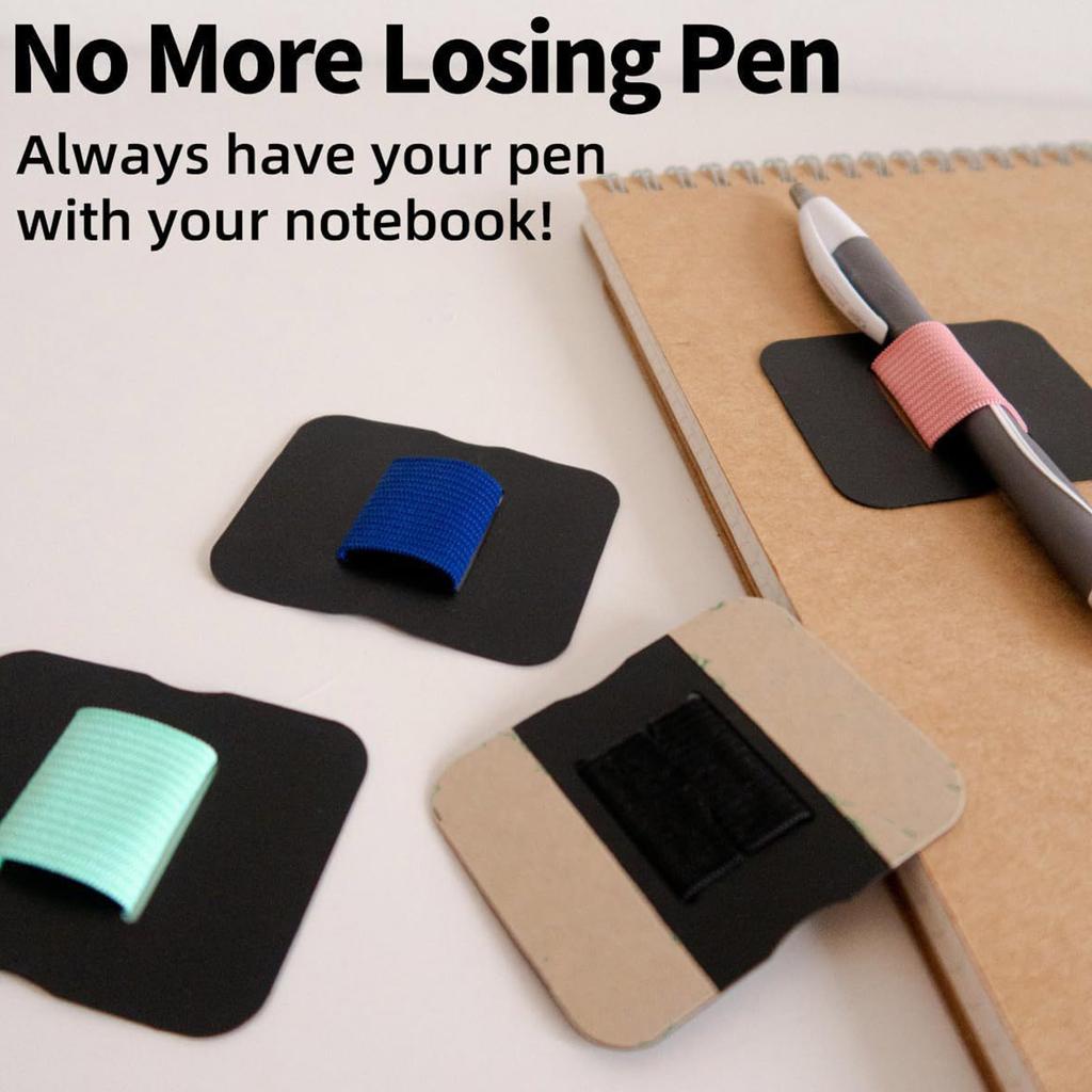 Colorful Self-Adhesive PU Leathers Pen Clip Pencil Elastic Loop Cover Rings for Diary Planner Clip Notebooks Journals
