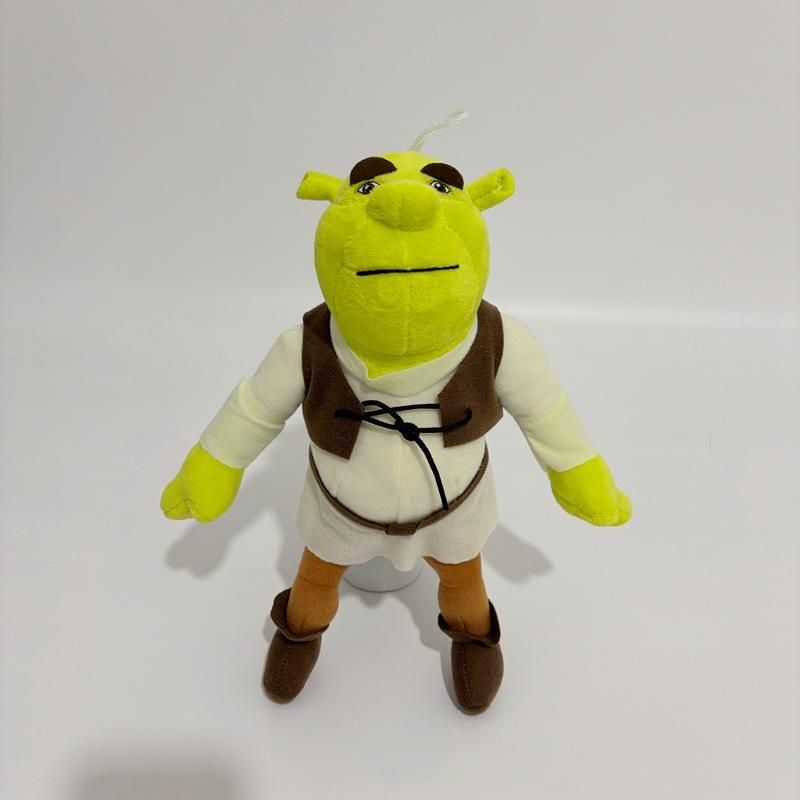 Shrek Plush Doll 2 Sizes Green Ogre Soft Stuffed Toy with Classic Vest Outfit Cartoon Movie Character Gift for Kids Film Fans Collectible Home Decor 30cm зелёный