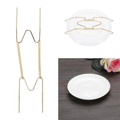 Home Decor Stainless Steel Invisible Wall Display Plate Spring Holder W Type Hook Dish Hangers