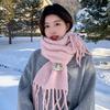 Alpaca circle fringed scarf containing wool warmth versatile knitted scarf female autumn and winter couple high sense