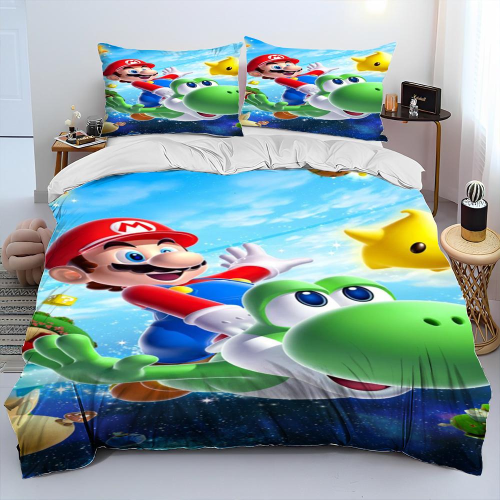 Set Biancheria da Letto Copripiumino Cartone Animato Mario Stile Retro 23 Set Letto Copripiumino Federa Set Biancheria da Letto Matrimoniale Regalo per Adulti Bambini
