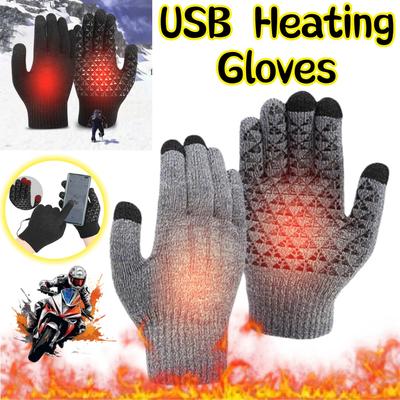 1/2pair Winter Electric Heated Gloves Touch Screen Outdoor Riding Skiing Mitten USB Heated Gloves for Backpacking Mountaineering