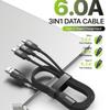 3 in 1 Fast Charging Cable 3 Interfaces Braided Cord Data Line for Phone Tablets Power Supply and Transfer
