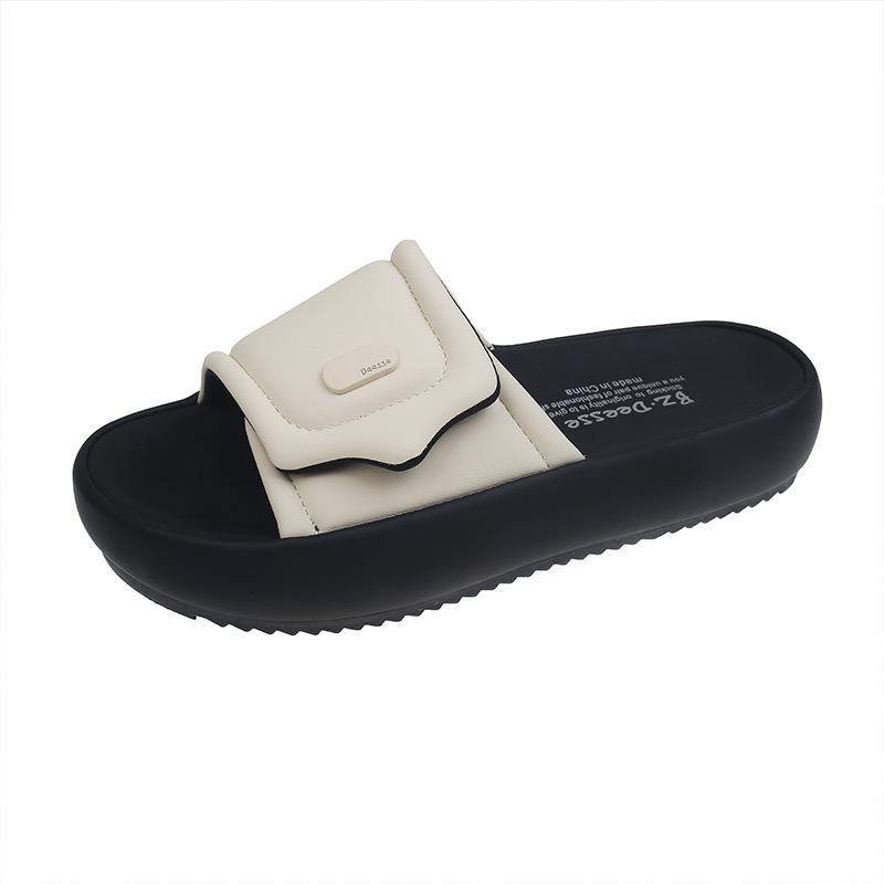 One-word beach cool slippers women's summer new thick-soled fashion casual skirt, soft-soled cool slippers