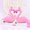 Pink Resin Flamingo Figure Wear King Queen Crown Home Ornament Wedding Gift