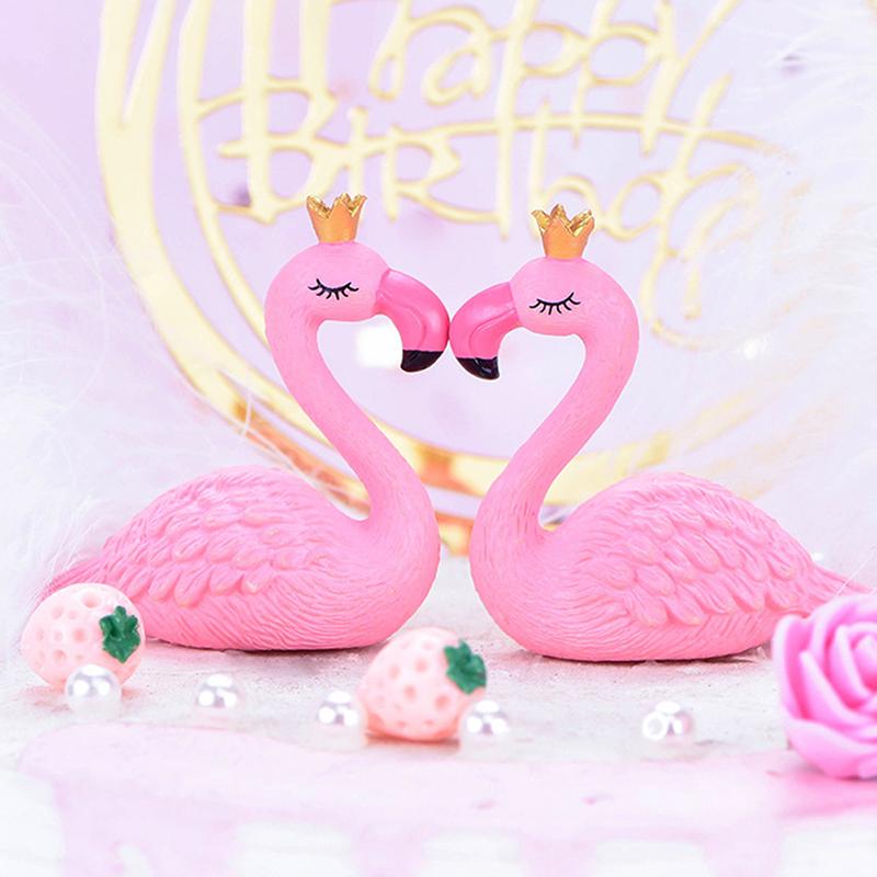 Pink Resin Flamingo Figure Wear King Queen Crown Home Ornament Wedding Gift