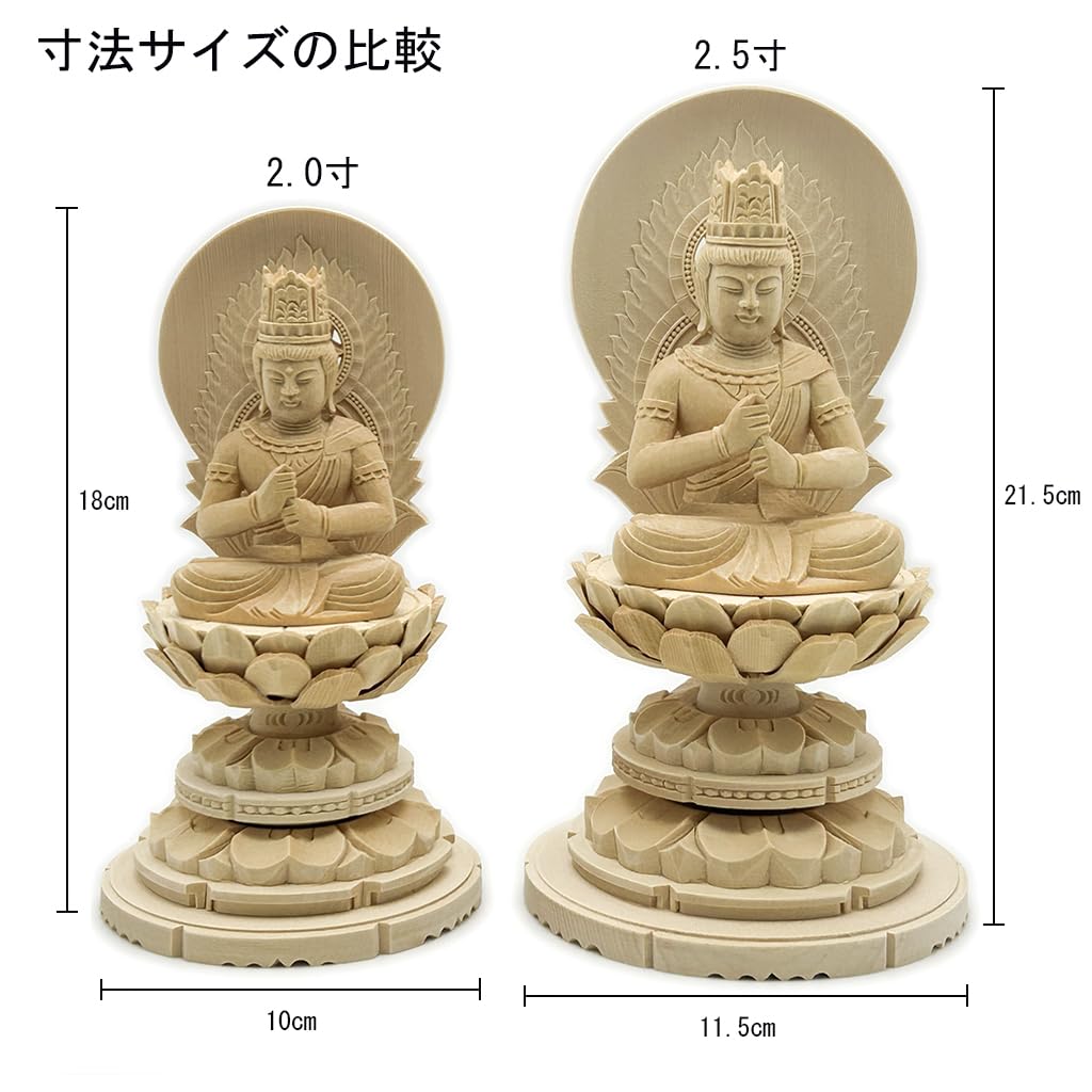 HU Trading Buddha Statue, Dainichi Nyorai, 2.0 inches (total height 18cm, width 10cm, depth 9cm), Vajrayana, circular halo, circular base, made of