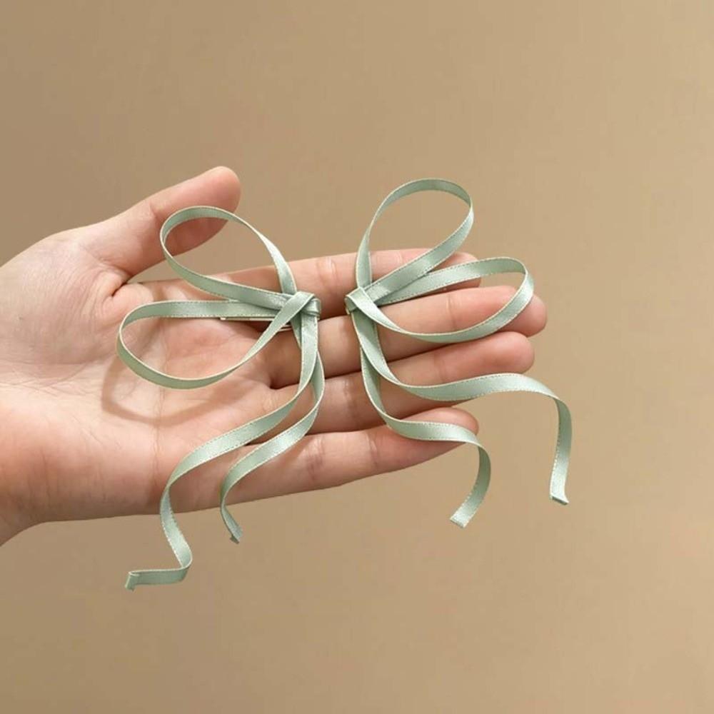 1 Pair Silky Satin Ribbon Bow Barrettes Flowing Side Hair Clip Chinese Bow Hairpins Wedding