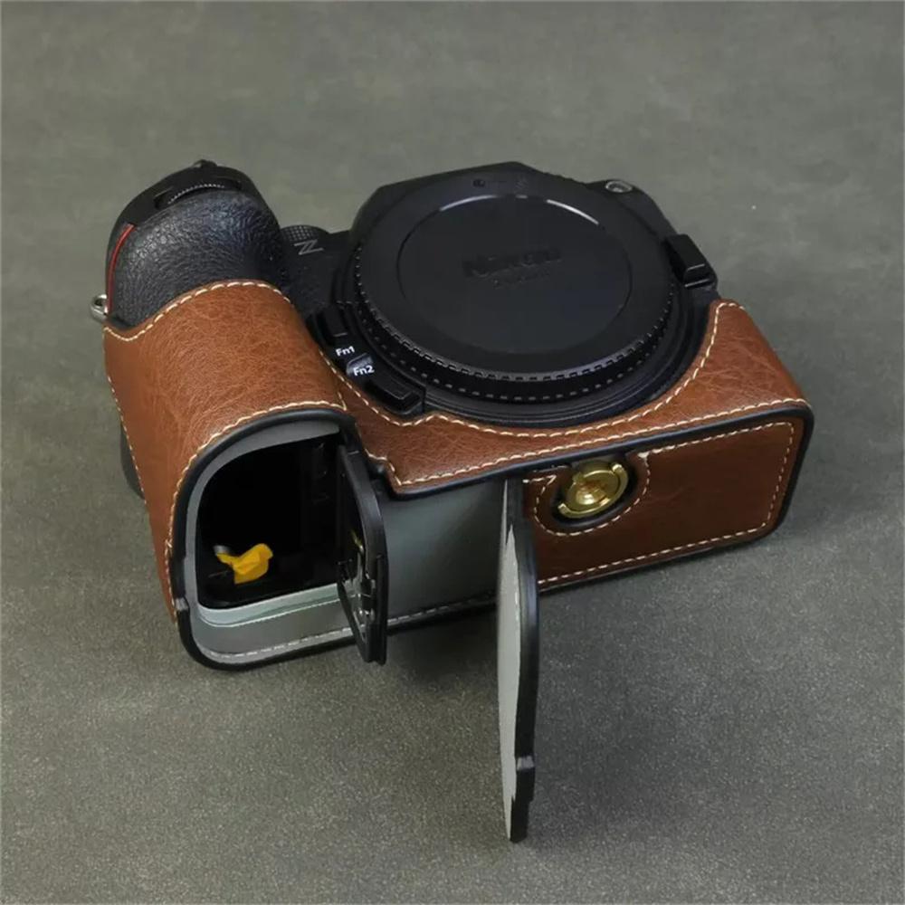 For Nikon Z 50 II Buffalo Texture PU Leather Bottom Case Half Body Camera Cover with Battery Opening