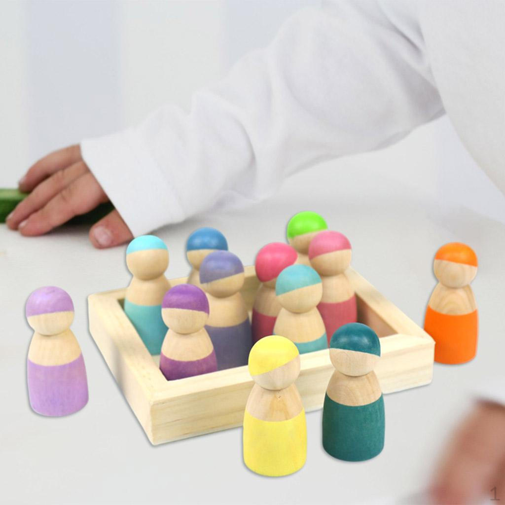 

12 шт. Класична лялька-лялька Міні-дерев’яна розвиваюча іграшка Монтессорі-Вуд для Macaron doll Type2