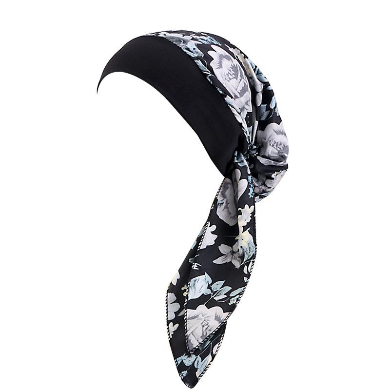 Ethnic Style Strap Headscarf Cap, Elastic Wide-Edge Streamer Headband Chemotherapy Cap Home Hat Jdt-329C