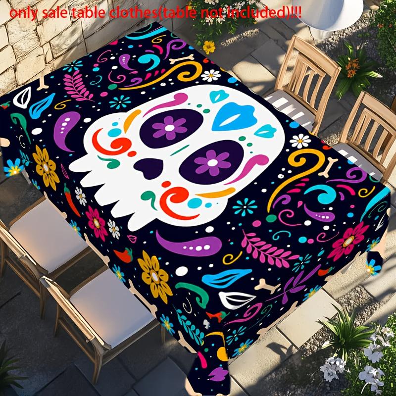 One colorful skull pattern tablecloth, rectangular tablecloth, table decoration, for Mexican festivalzyc
