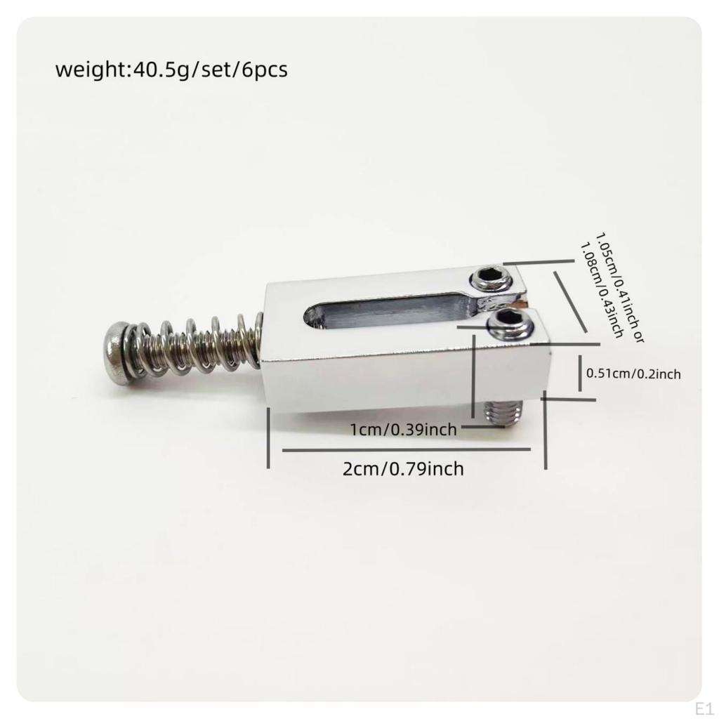 6 Pieces Electric Guitar Bridge Saddle 10.5mm Set with Spring Screws Zinc Alloy