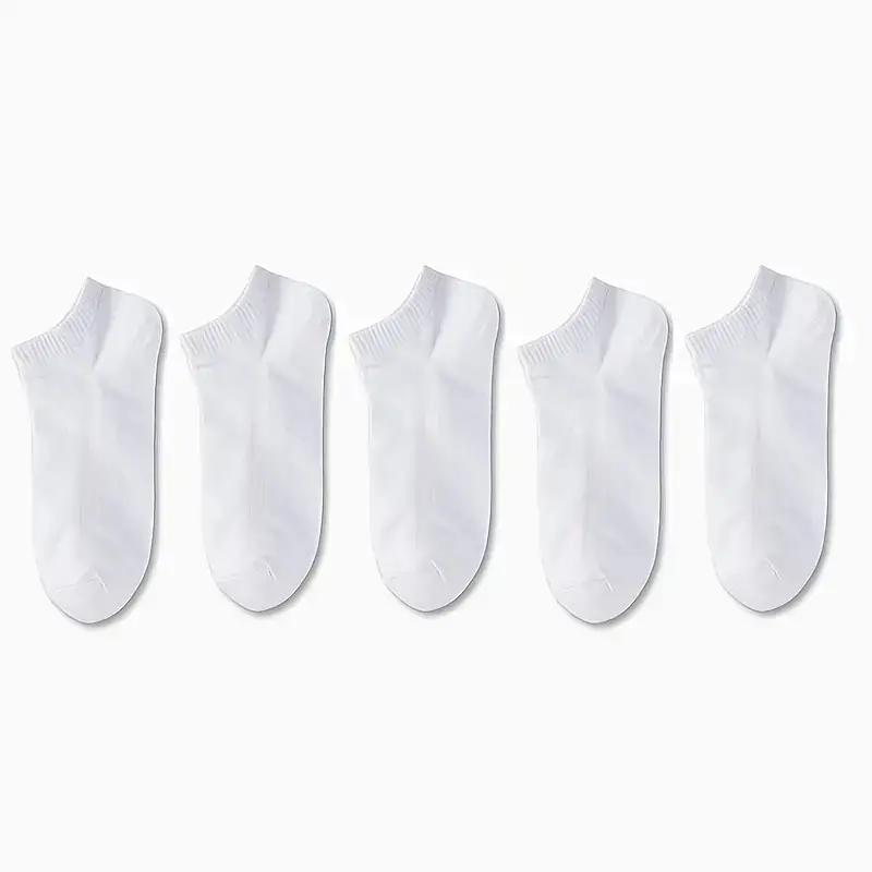 5 Pairs Men's Boat Socks Business Sport Sweat Absorption Mature Summer Autumn Solid Color Non Pilling Versatile Ankle Socks