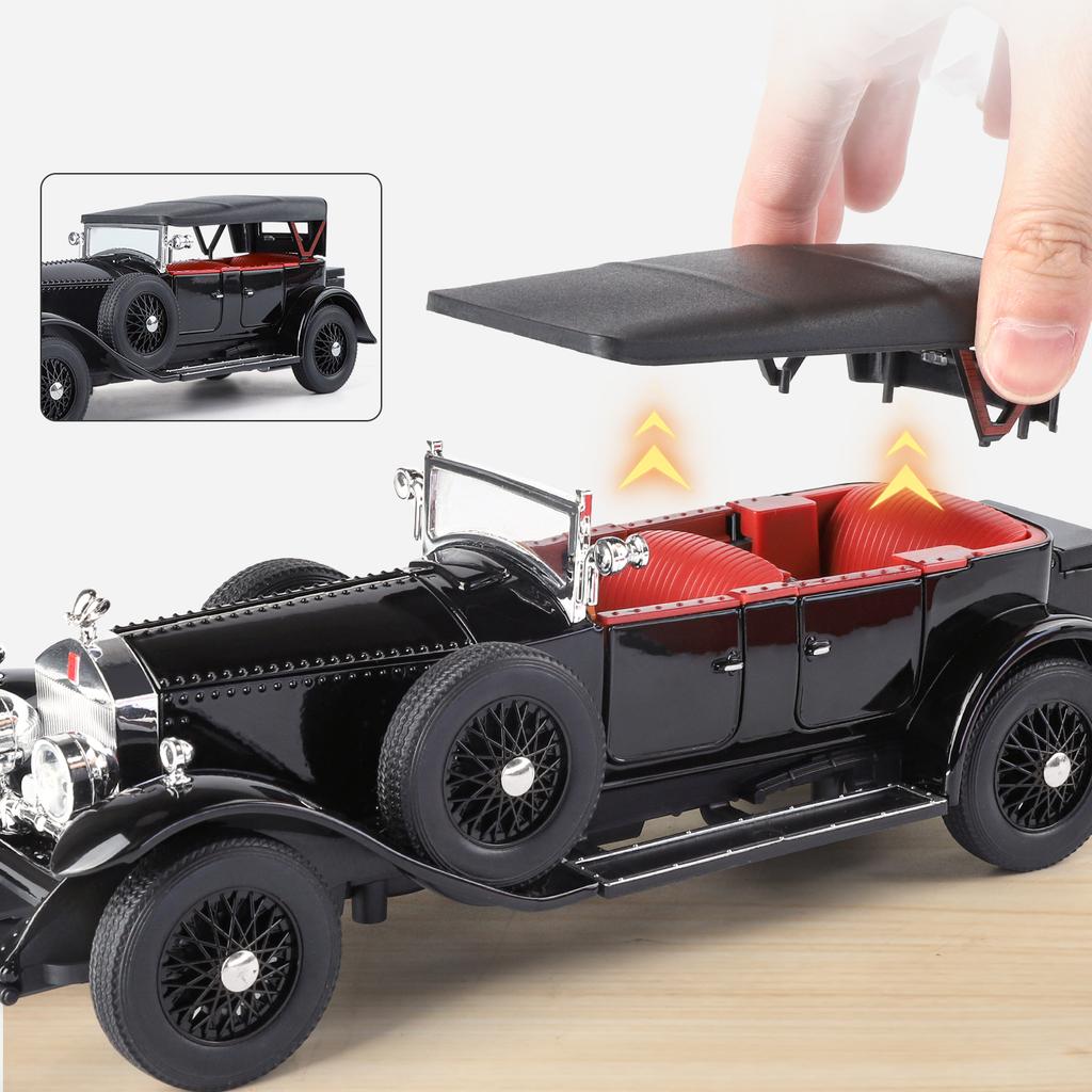 1:24 Rolls Royce Phantom I 1925 Luxury Car Alloy Metal Diecast Model Car Sound And Light Home Decoration Ornaments Classic Retro