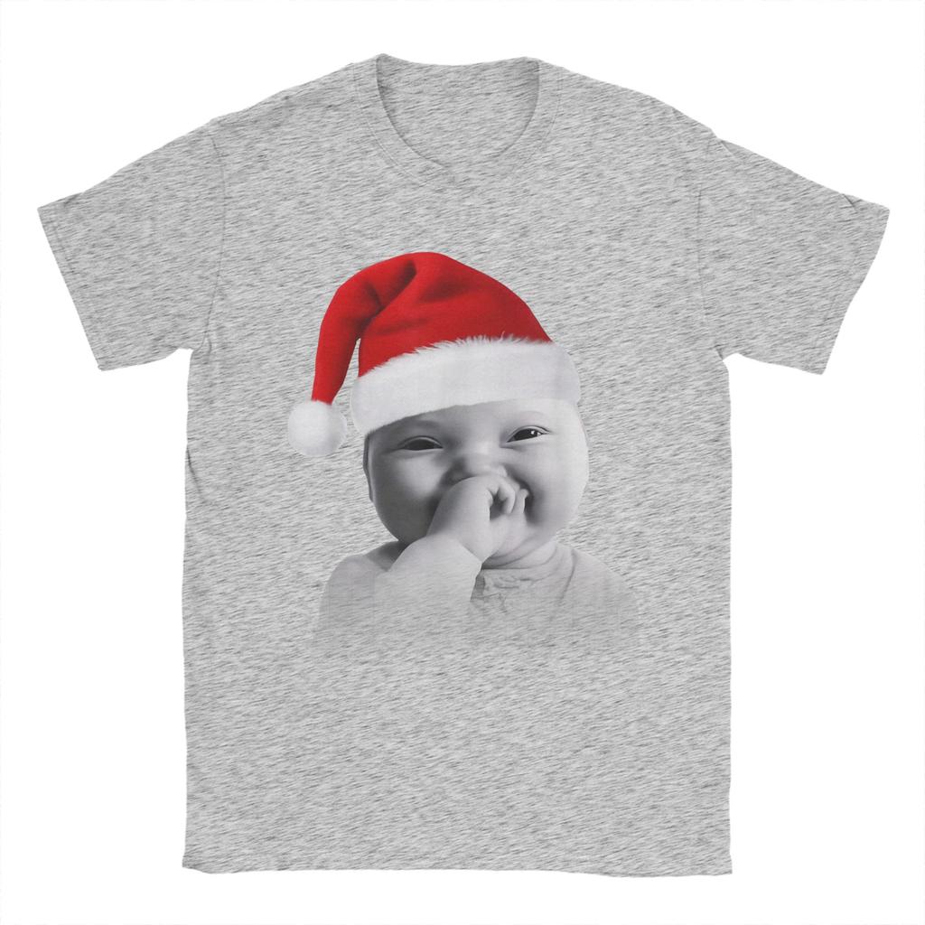 Funny Niche Baby Gen Z Meme Giggling AI Laughing Christmas T Shirt 100 Cotton TShirts For Men Tee Shirt Short Sleeve Top Tees