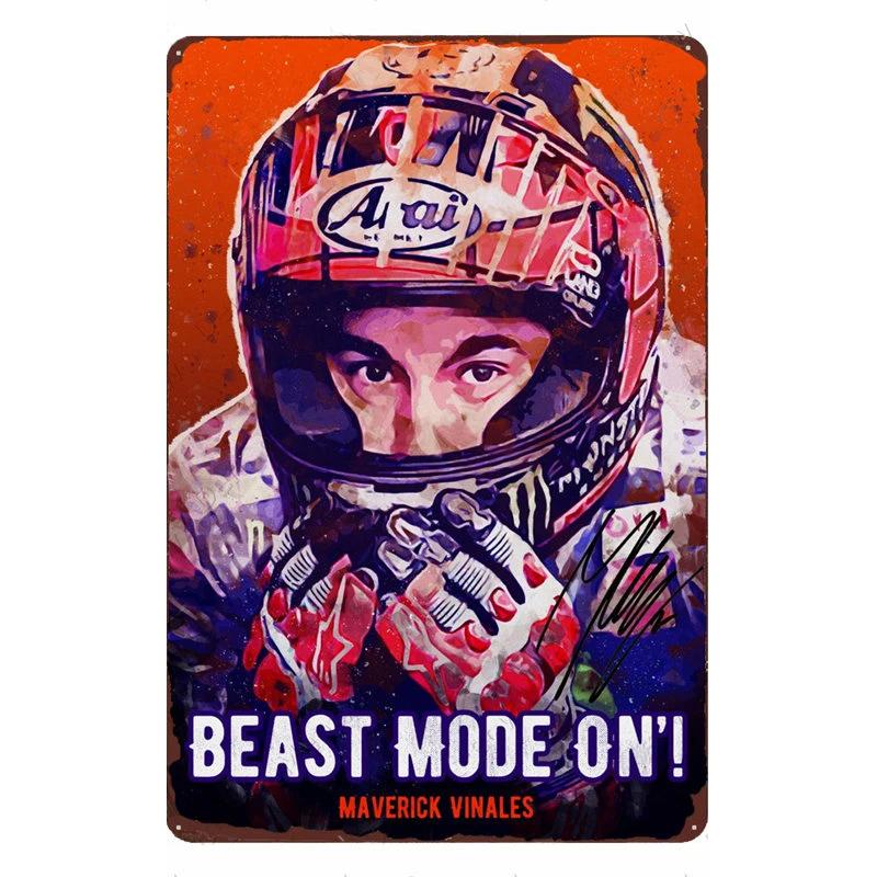 Motorradfahrer Klassischer Sport Rennsport Blechschild Vintage Metallposter Dekor Man Cave Garage Wandschilder Kunstplaketten Blechschild