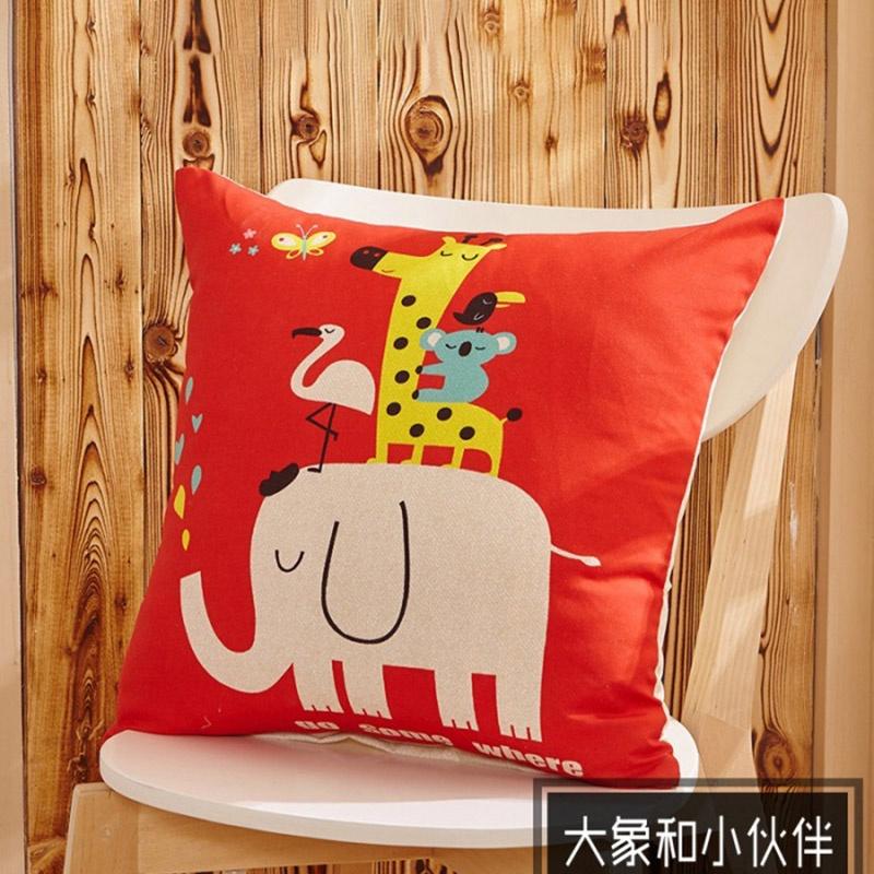 Stylish Square Cartoon Animal Cushion Covers With Lion Cat Deer Prints For Home Decor