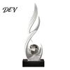 Minimalist Decorative Statue for Entryway Abstract Sculpture with Clear Crystal Ball, Modern Flowing Curve Tabletop Decor Wealth Accumulation