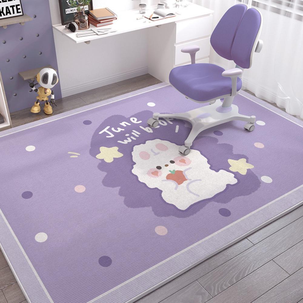 Girls Pink Carpet Mat Rug Cartoon Unicorn Animal Pattern with Happy Text Soft Floor Mat for Kids Bedroom Home Decoration Rug