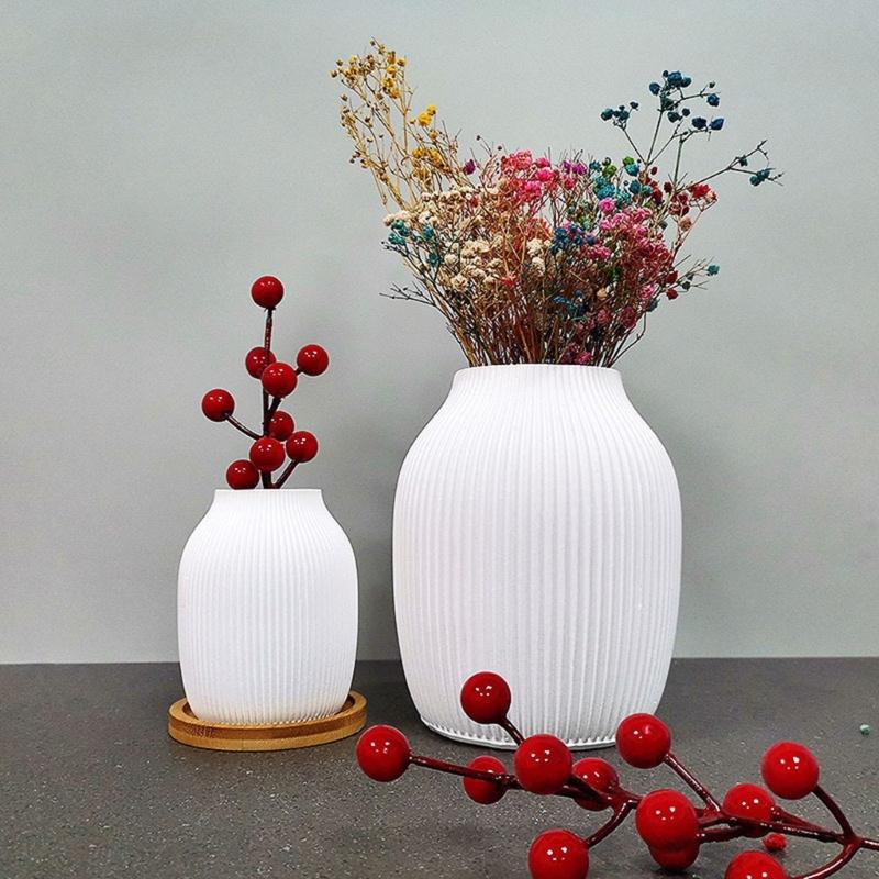 Striped Designs Silicone Vase Molds Makeup Brush Organizers Moulds Suitable for Making Flowerpot and Makeup Brush Holder