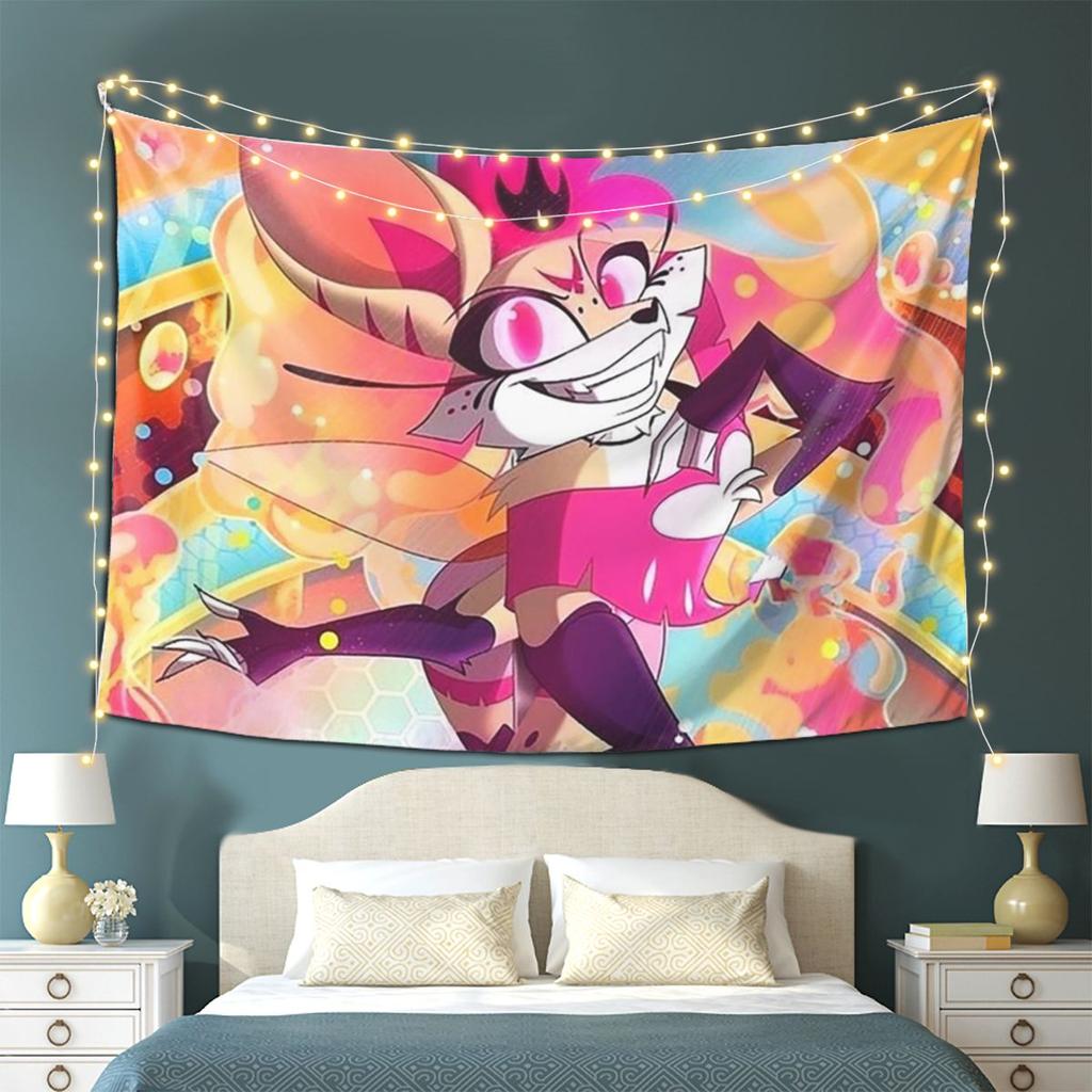 Helluva Boss Beelzebub Tapestry Wall Hanging Aesthetic Home Decor Tapestries for Living Room Bedroom