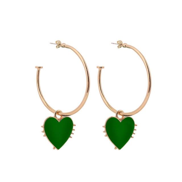 Fashion Red Love Heart Big Hoop Earrings For Women Gold Color Hoops Earings Circle Ear Rings Vintage Jewelry