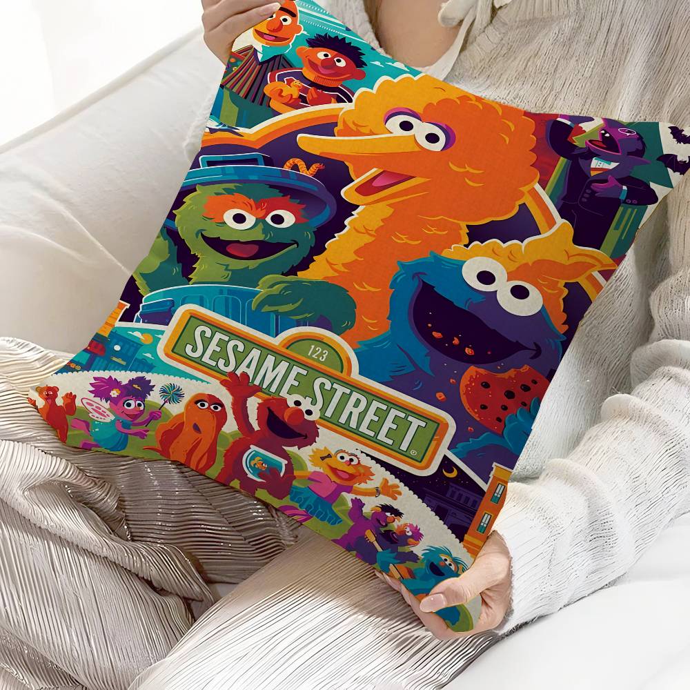 Anime Cartoon S-Sesame S-Streets Pillow Cushion Cover Pillowcase Living Room Sofa Home Decor Customized