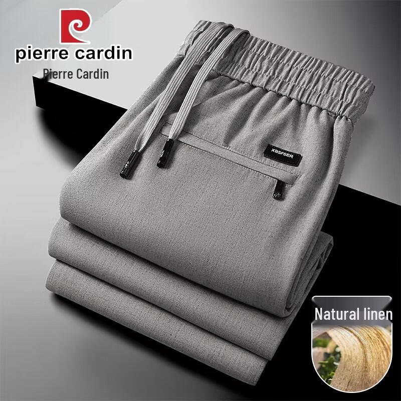 Pierre Cardin Men s Linen Blend Elastic Waist Casual Pants XL