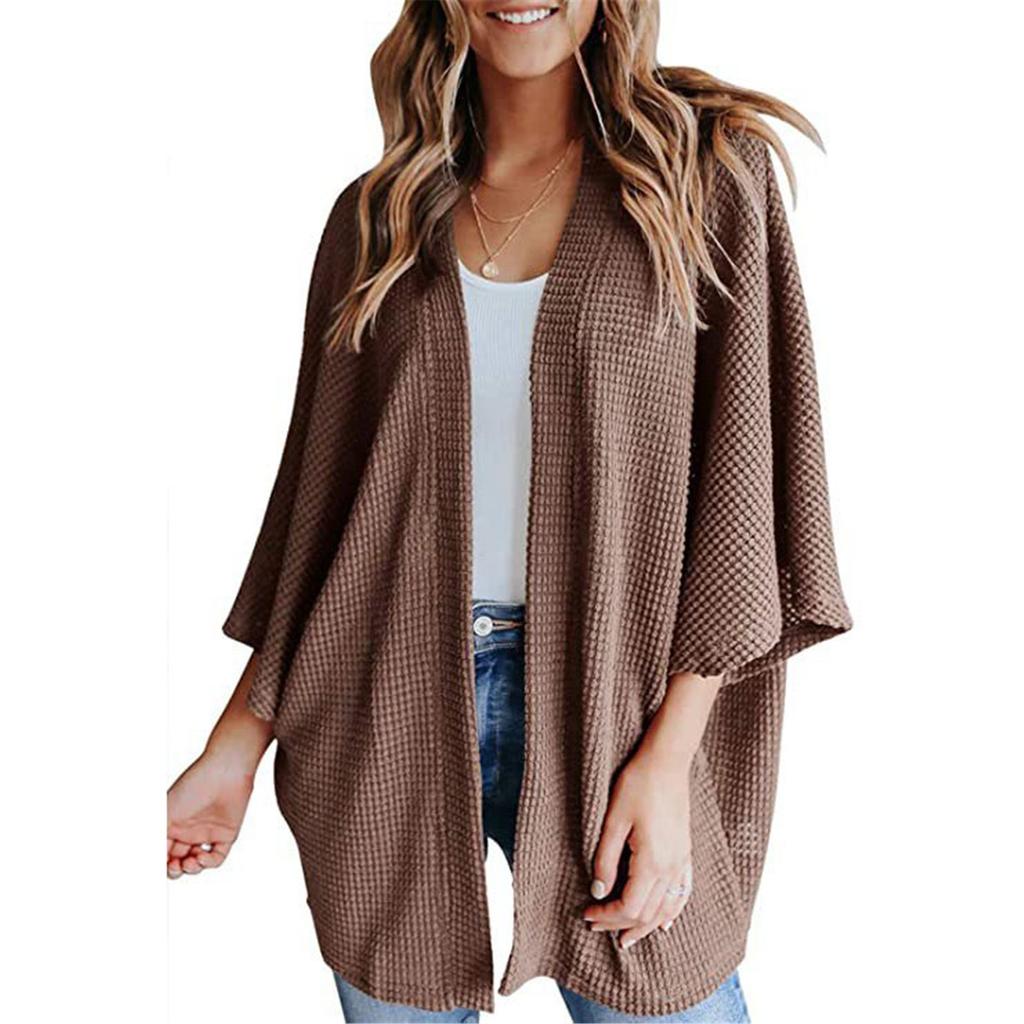 Women's Fashion Solid Color Loose Cardigan Sweater Knit Shirt T-Shirt Tops