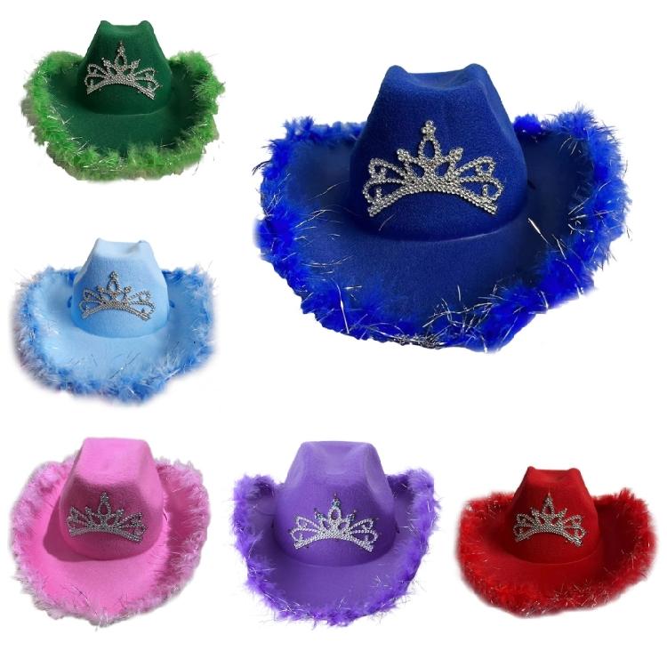 Breathable Plush Trim Cowboy Hats for Woman Male Sunproof Windproof Cowboy Hats