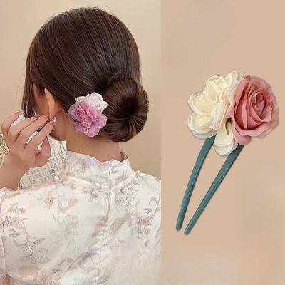 Getrocknete Rosen Haarnadeln Antiker Stil Hanfu Retro Cheongsam Accessoires Hochsteckfrisur Haarnadeln Haarnadeln und Haarschmuck