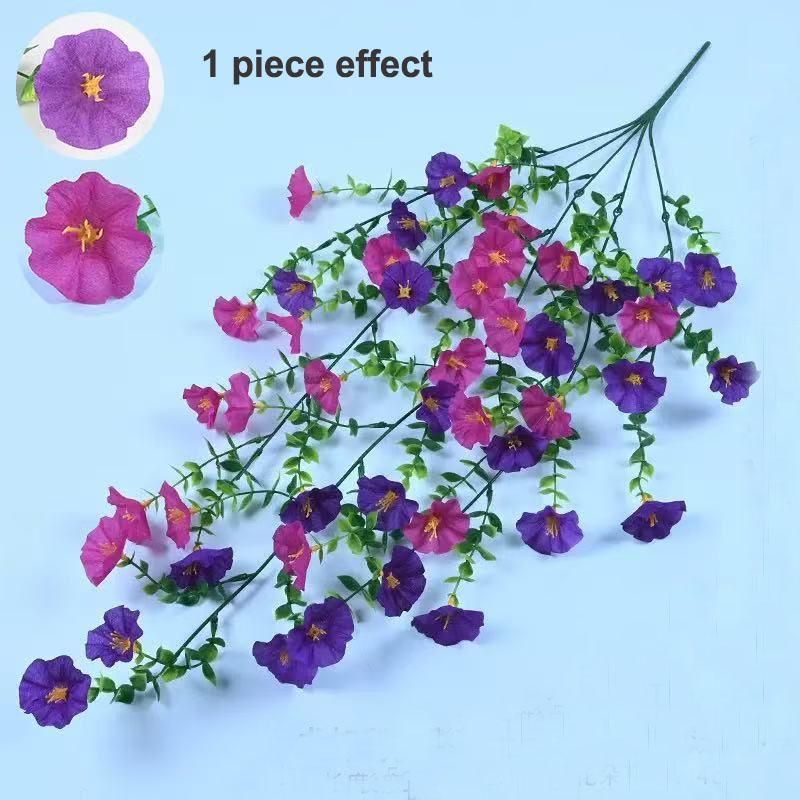 4 Bundles  Artificial Morning Glory Flowers Outdoor Fake Wildflowers For Garden Porch Home Hanging Decor Spring Summer