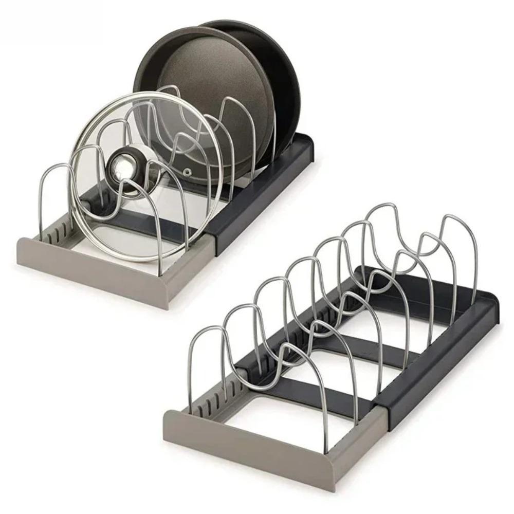 

Adjustable Stainless Steel Storage Rack Expandable Pot Lid Holder Countertop Cookware