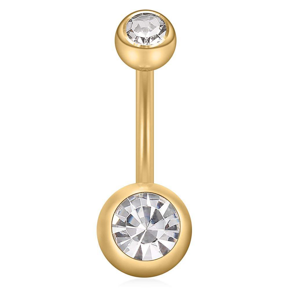 European And American Stainless Steel Double Diamond Navel Navel Navel Ring Color Navel Buckle Sexy Piercing Jewelry Foreign Trade Sources