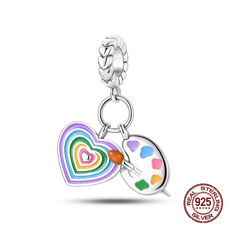100% 925 Sterling Silver Guitar Musician Painter Doctor Career Charm Bead Fit 925 Original Bracelet DIY Souvenir Jewelry