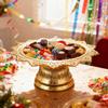 Decorative Alloy Offering Plate with Ornamental Pattern Tall for Religious Ceremonies Home Decoration Highlight