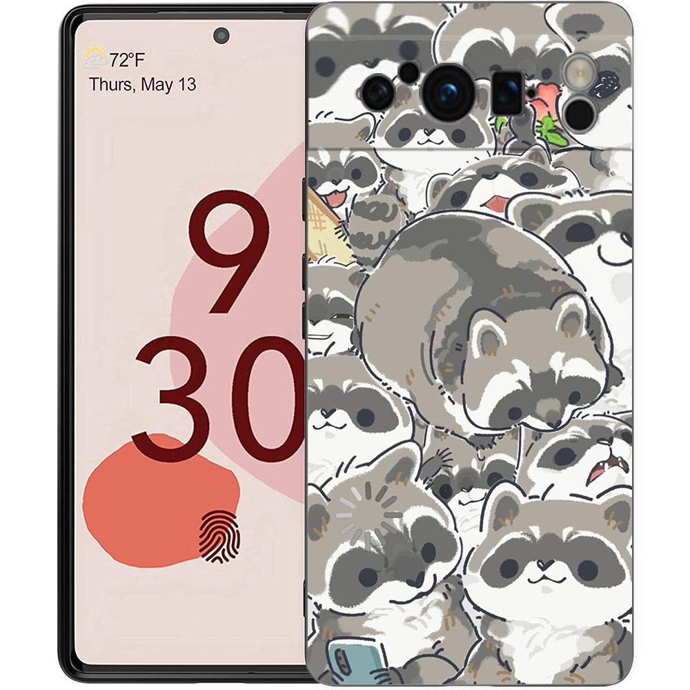 Luxury Phone Case For Google Pixel 10 9 8 9A 8A 7 7A 6 Pro XL 6A 5G Black Soft Back TPU Cover Raccoon