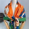 130CM Women Large Square Shawl and Scarf French Printing Luxury Colorful Kerchief Bandana Hijab Scarf