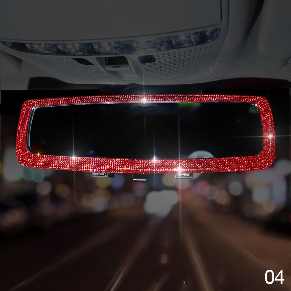 New Rhinestone Car Rearview Mirror Car Charm Bling Rearview Mirror Cover for Girls Pink Auto Accessories Interior for Woman