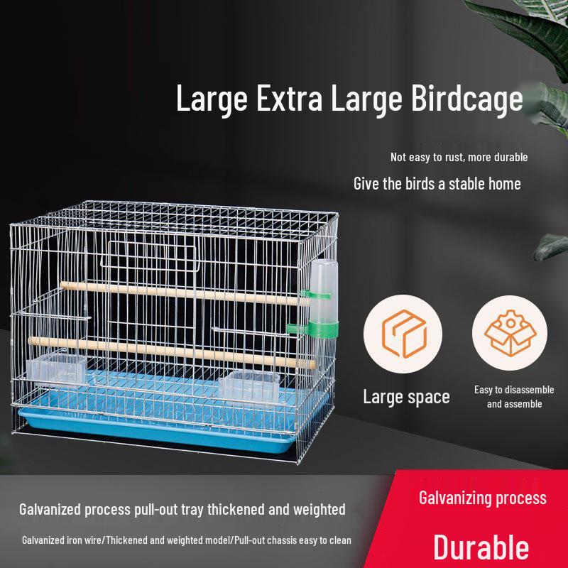 Galvanized Large Parrot & Budgie Cage for Breeding & Flying